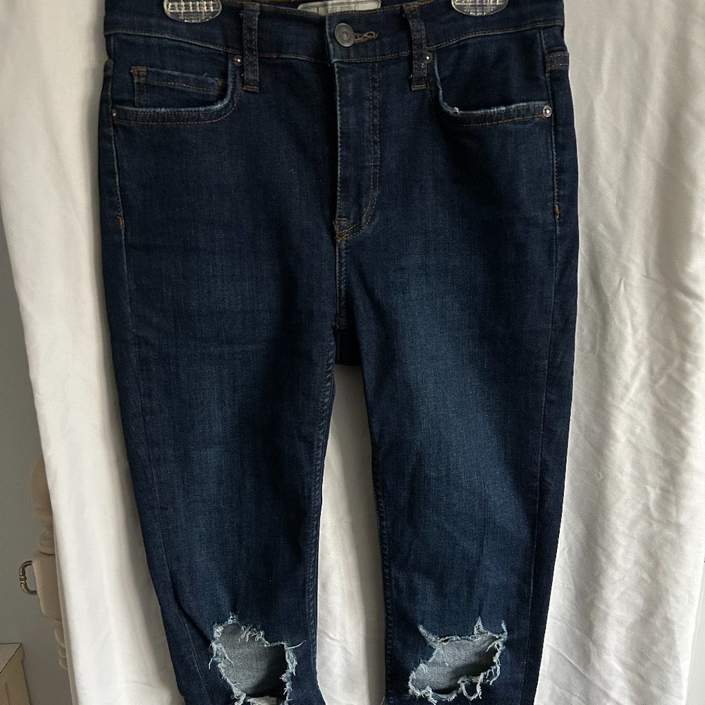 Free People Distressed Blue Skinny Jeans